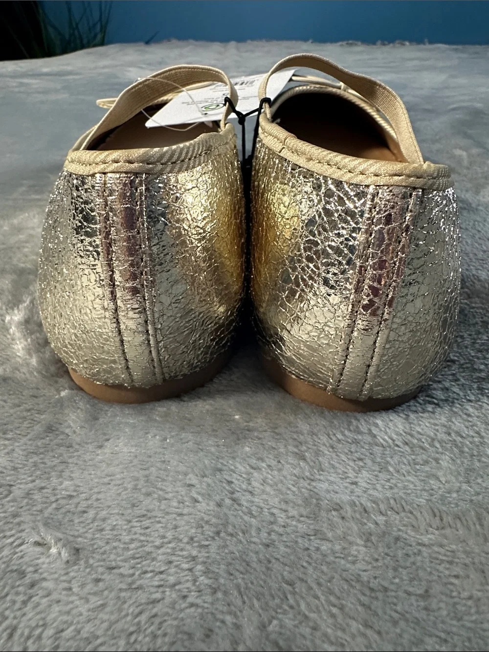 NWTS wonder nation Metallic Silver Mary Jane Ballet Flats with Bow Sz 5 girls